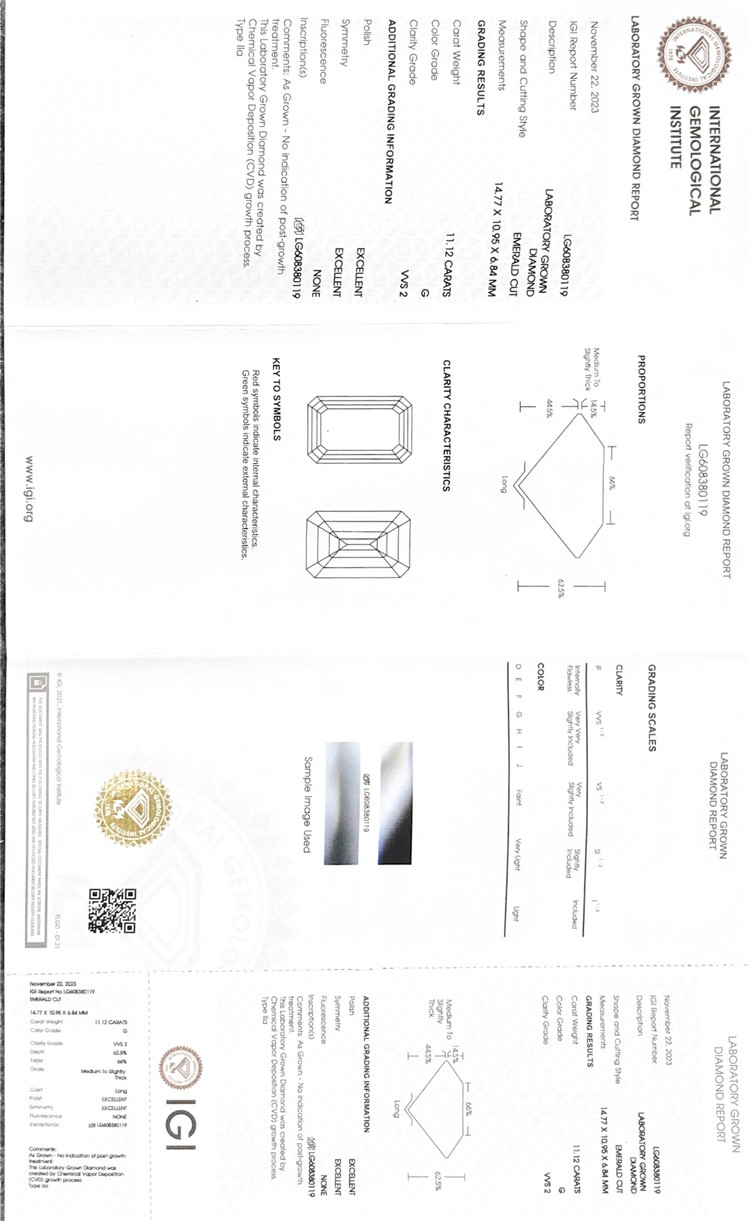 11ct エメラルド igi lab 製ダイヤモンド