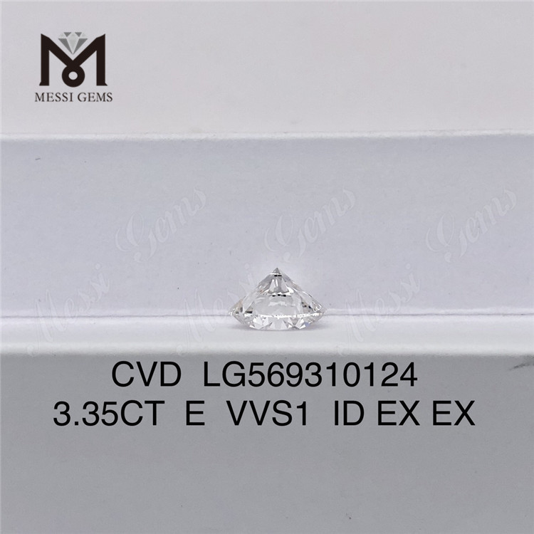 3.35CT E VVS1 ID EX EX ラボ グロウン認定ダイヤモンド