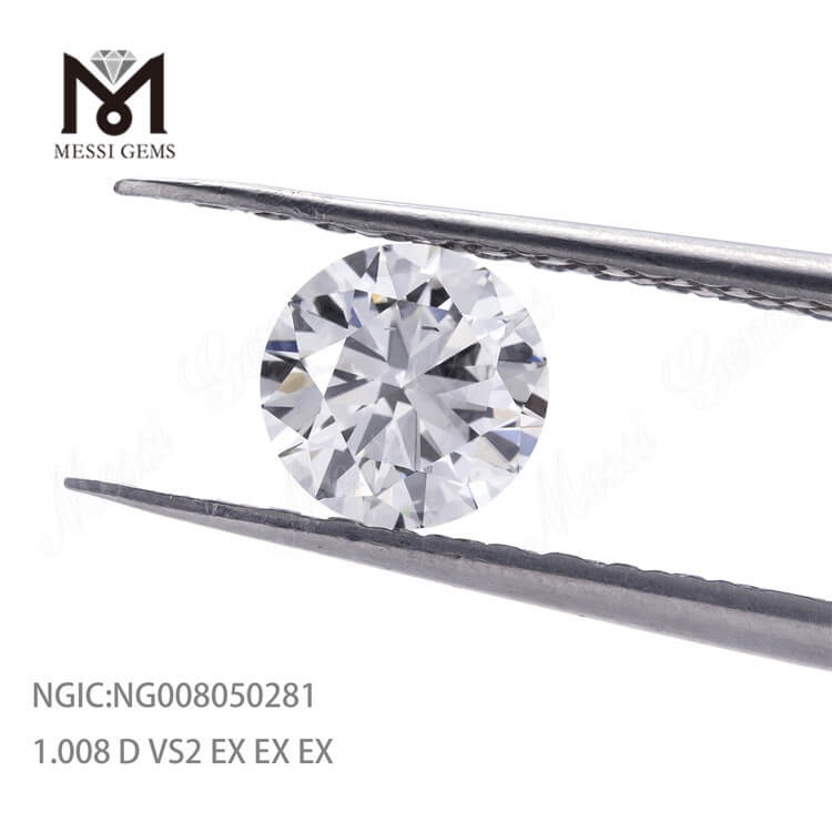 合成ラボ ダイヤモンド、良好な研磨ホワイト、無色 1.008ct D VS2 HPHT ダイヤモンド