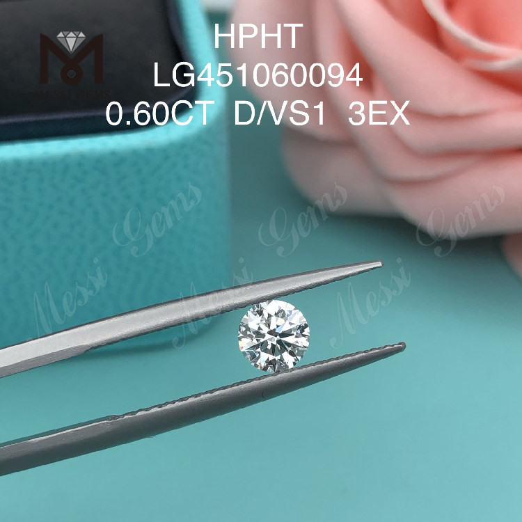 0.60 カラット D VS1 EX カット グレード ラウンド ラボ クリエイト ダイヤモンド HPHT