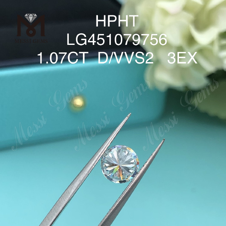 1.07ct D VVS2 RD ラボ作成ダイヤモンド HTHP