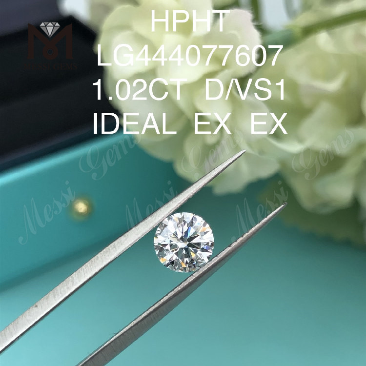 1.02 カラット D VS1 ラウンド ブリリアント 理想カット グレードの新品人工ダイヤモンド