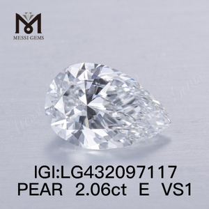 2.06 カラット E/VS1 ペアシェイプ 合成ダイヤモンドs FAIR VG