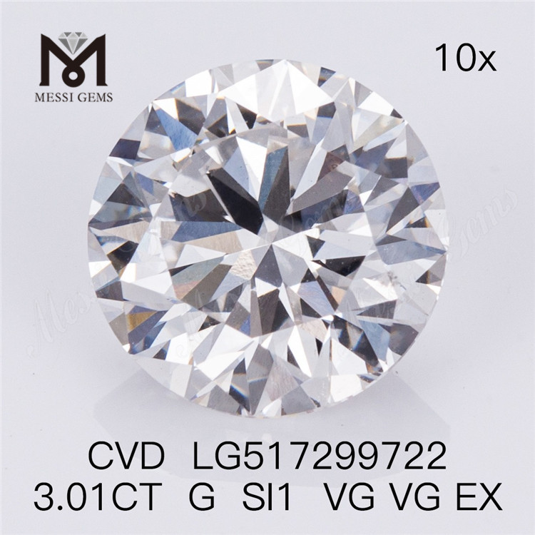 工場出荷時の価格 3.01ct G SI1 ラウンドシェイプ ルース 合成 合成ダイヤモンド