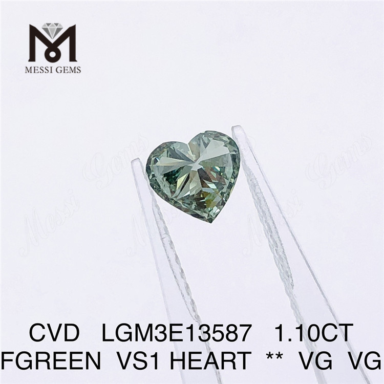 1.10CT Fグリーン VS1 ハート VG VG 合成ダイヤモンド のメーカー CVD LGM3E13587