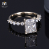 6*8 ミリメートル DEF モアサナイト 18k ホワイト ゴールド結婚指輪カスタマイズされた婚約指輪 モアサナイト リング