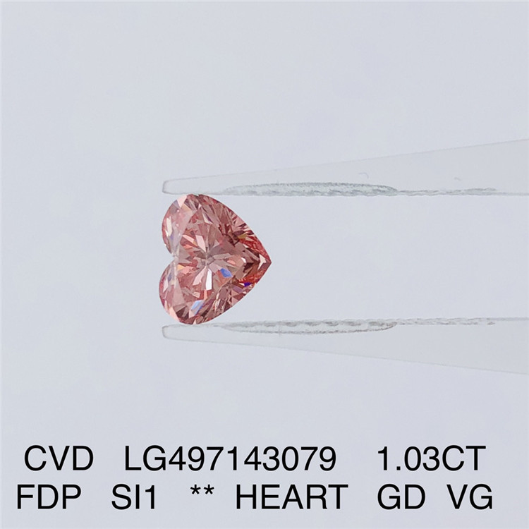 1.03CT ファンシー ディープ ピンク SI1 ハート GD VG ラボ ダイヤモンド CVD LG497143079
