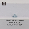 1.14CT VS1 3EX ファンシー ブルー ラウンド ルース ラボ ダイヤモンド HPHT NF303230009