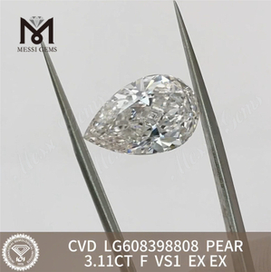 3.11CT F VS1 PEAR Cvd ルース ダイヤモンド デザイナーのための持続可能なエレガンス丨Messigems CVD LG608398808