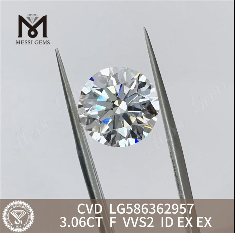 3.06CT F VVS2 ID EX EX 3ct ルース CVD ダイヤモンドを工場から直接直送 LG586362957丨Messigems 