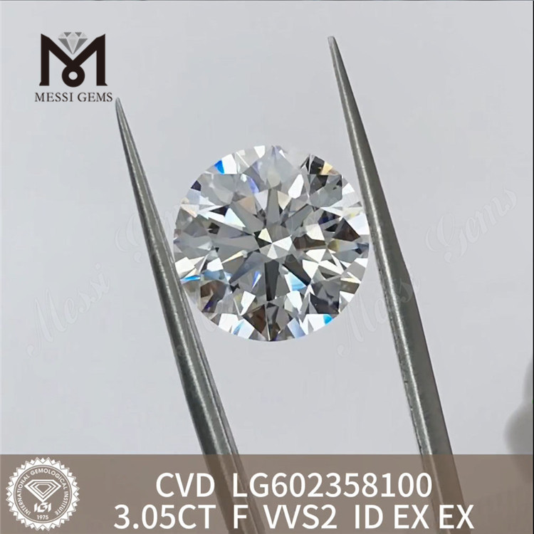 3.05CT F VVS2 ID カット高価格なしの卸売 CVD ダイヤモンド LG602358100丨Messigems 