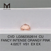 4.02CT VS1 EX EX CU ファンシー インテンス オレンジ ピンク CVD ダイヤモンド 販売用 LG582352614