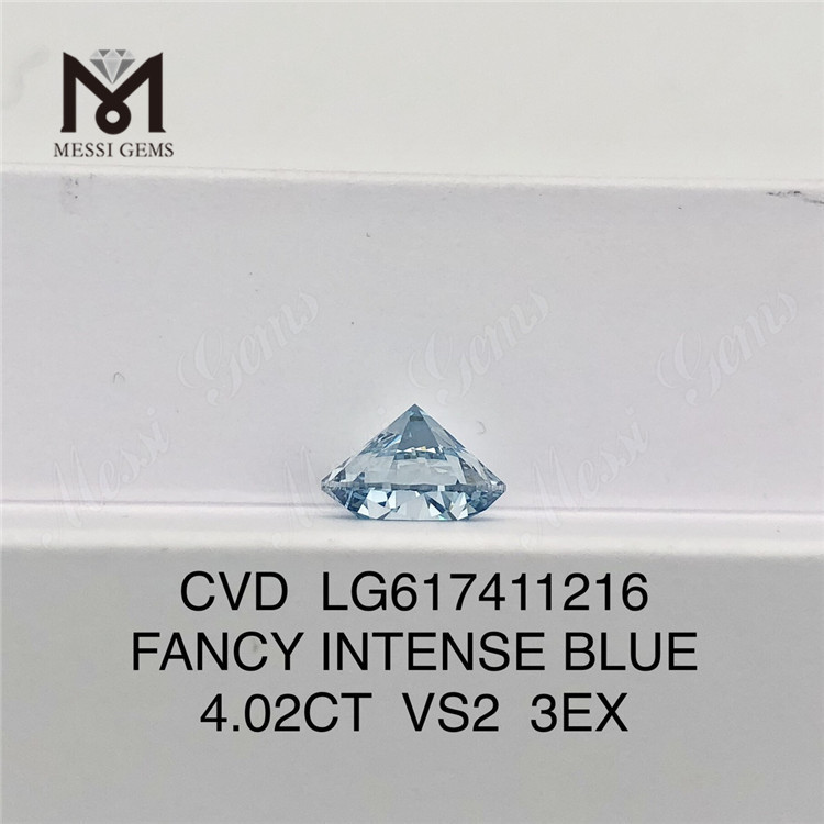 4.02CT ラウンド VS2 ファンシー インテンス ブルー 合成ダイヤモンド オンライン丨Messigems CVD LG617411216 